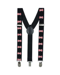 Bretele copii, Buticcochet, Negru cu fundite rosii, inchizatori metalice, 25 mm, BR81
