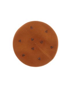 Bereta de dama, Buticcochet, din acril si vascoza, model cu strasuri, one size, Maro - BSC736