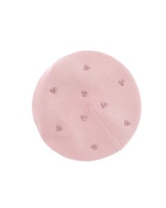 Bereta de dama, Buticcochet, din acril si vascoza, model cu strasuri, one size, Roz - BSC738