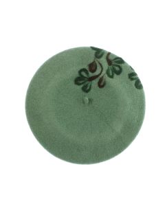 Bereta de dama, din lana, Evita, one size, model floral impaslit, Verde - BSC817
