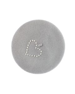 Bereta de dama, din lana, Buticcochet, model cu perle, one size, Gri - BSC850
