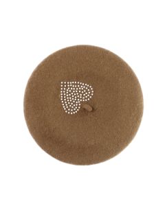 Bereta de dama, din lana, Buticcochet, model cu perle, one size, Maro - BSC851