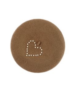 Bereta de dama, din lana, Buticcochet, model cu perle, one size, Maro - BSC853