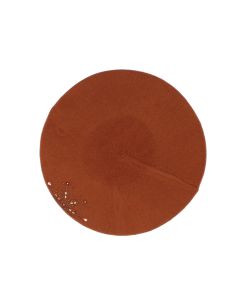 Bereta de dama, 90% lana 10% acrilic, Buticcochet, one size, model cu strasuri, Caramiziu - BSC870
