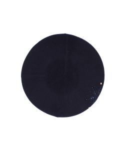 Bereta de dama, 90% lana 10% acrilic, Buticcochet, one size, model cu strasuri, Bleumarin - BSC871
