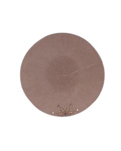 Bereta de dama, 90% lana 10% acrilic, Buticcochet, one size, model cu strasuri, Bej inchis - BSC872