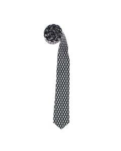 Cravata, Buticcochet, din material sintetic, 145 x 5.5 cm, Negru cu gri - CRV306