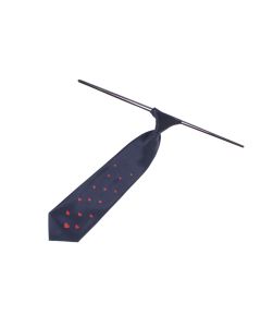 Cravata pentru copii, Buticcochet, din material sintetic, 28 cm, model cu inimioare, Bleumarin - CRV388