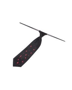 Cravata pentru copii, Buticcochet, din material sintetic, 28 cm, model cu rachete, Negru - CRV415