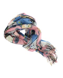Esarfa, de dama, Buticcochet, Casmir, model cu pisici, 70x170 cm, Roz - ES2374