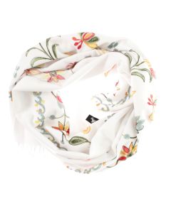 Esarfa de dama, din lana, Buticcochet, model cu broderie, 70x190 cm, Alb - ES3209