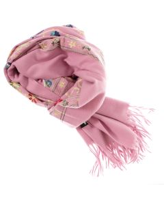 Esarfa de dama, din lana, Buticcochet, model cu broderie, 70x190 cm, Roz - ES3221