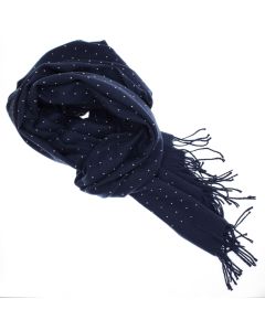 Esarfa dama, din lana, Buticcochet, 70x190 cm, model cu strasuri, Bleumarin - ES3377