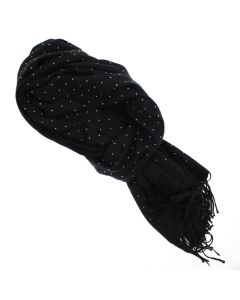 Esarfa dama, din lana, Buticcochet, 70x190 cm, model cu strasuri, Negru - ES3381