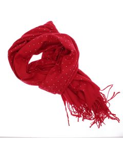 Esarfa dama, din lana, Buticcochet, 70x190 cm, model cu strasuri, Rosu - ES3387