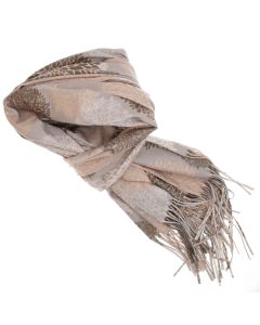 Esarfa dama, din lana, Buticcochet, 70x180 cm, model floral, Bej - ES3431