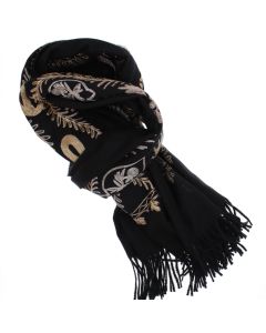 Esarfa dama, din lana, Buticcochet, 70x180 cm, model cu boderie, Negru - ES3435
