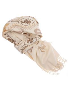 Esarfa dama, din lana, Buticcochet, 70x180 cm, model cu boderie, Bej - ES3436