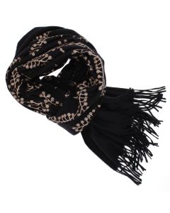 Esarfa dama, din lana, Buticcochet, 70x180 cm, model cu boderie, Negru - ES3444