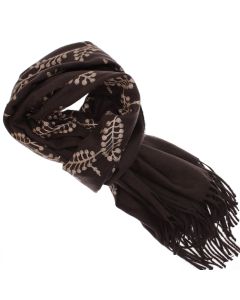 Esarfa dama, din lana, Buticcochet, 70x180 cm, model cu boderie, Maro inchis - ES3446