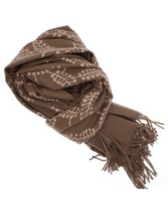 Esarfa dama, din lana, Buticcochet, 70x180 cm, model cu boderie, Maro - ES3448