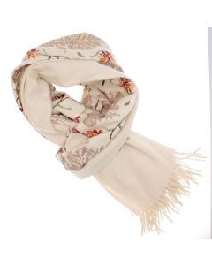 Esarfa dama, din lana, Buticcochet, 70x180 cm, model cu boderie, Bej - ES3472