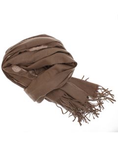 Esarfa dama, din lana, Buticcochet, 70x180 cm, model cu boderie si strasuri, Maro - ES3489