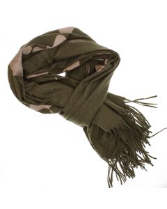 Esarfa dama, din lana, Buticcochet, 70x180 cm, model cu broderie si sclipici, Kaki - ES3501