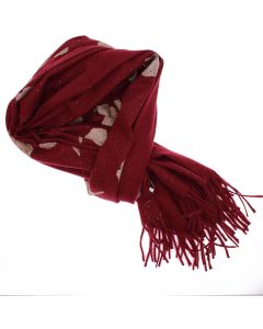 Esarfa dama, din lana, Buticcochet, 70x180 cm, model cu broderie si sclipici, Visiniu - ES3504