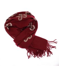 Esarfa dama, din lana, Buticcochet, 70x180 cm, model cu broderie si strasuri, Visiniu  - ES3508