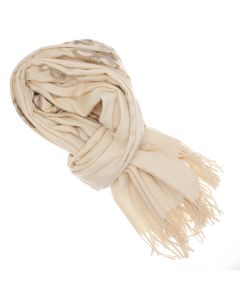 Esarfa dama, din lana, Buticcochet, 70x180 cm, model cu broderie si strasuri, Bej - ES3513