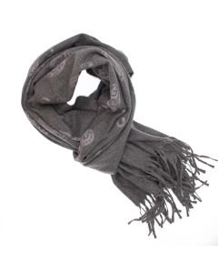 Esarfa dama, din lana, Buticcochet, 70x180 cm, model cu broderie si strasuri, Gri - ES3519