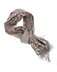 Esarfa dama, din lana, Buticcochet, 70x180 cm, cu imprimeu floral si franjuri, Gri - ES3539