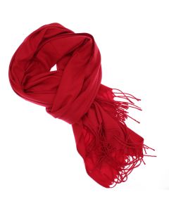 Esarfa dama, din lana, Buticcochet, 70x180 cm, cu imprimeu Uni si franjuri, Rosu - ES3543