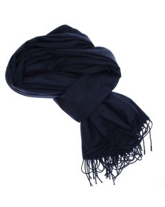 Esarfa dama, din lana, Buticcochet, 70x180 cm, cu imprimeu Uni si franjuri, Bleumarin - ES3548
