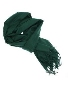 Esarfa dama, din lana, Buticcochet, 70x180 cm, cu imprimeu Uni si franjuri, Verde - ES3552