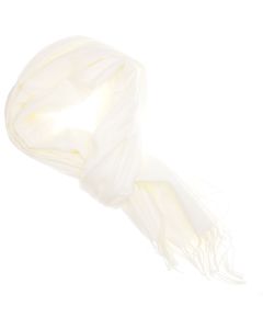 Esarfa dama, din lana, Buticcochet, 70x180 cm, cu imprimeu Uni si franjuri, Alb - ES3553