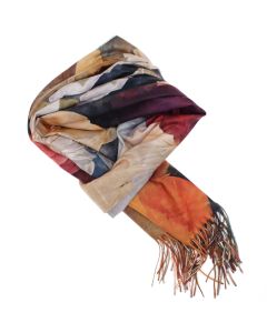 Esarfa dama, din lana, Buticcochet, 70x180 cm, cu imprimeu floral si franjuri, Multicolor - ES3555