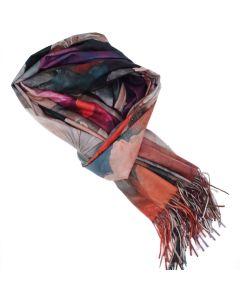 Esarfa dama, din lana, Buticcochet, 70x180 cm, cu imprimeu floral si franjuri, Multicolor - ES3557