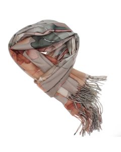 Esarfa dama, din lana, Buticcochet, 70x180 cm, imprimeu cu frunze, Multicolor - ES3569