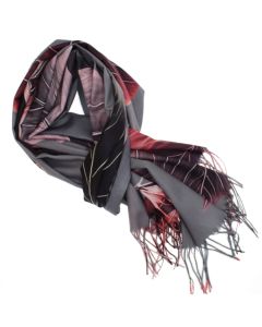 Esarfa dama, din lana, Buticcochet, 70x180 cm, imprimeu cu frunze, Multicolor - ES3576