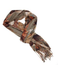 Esarfa dama, din lana, Buticcochet, 70x180 cm, imprimeu cu flori stilizate, Kaki - ES3587