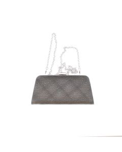Geanta clutch, de dama, din material sintetic, ButicCochet, 21x10x5 cm, Argintiu inchis - GND1067