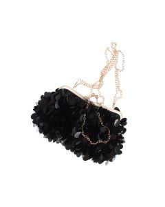 Geanta clutch, de dama, din material sintetic, ButicCochet, 125 x 15 x 6 cm, cu paiete, Negru - GND1076