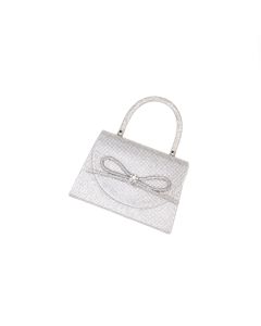 Geanta, de dama, din material sintetic, ButicCochet, 16x13x5 cm, cu strasuri, Argintiu - GND1090