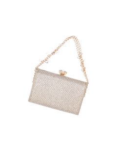 Geanta clutch, de dama, din material sintetic, ButicCochet, 17x11x4 cm, cu strasuri, Auriu - GND1100