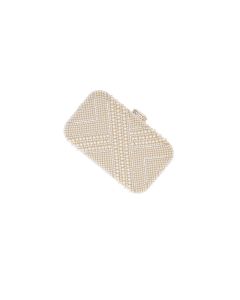 Geanta clutch, de dama, din material sintetic, ButicCochet, 19x12x5 cm, cu strasuri si perle, Auriu - GND1104