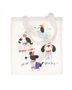 Geanta textila din bumbac, dimensiune 35x38 cm, Buticcochet, model cu Catei, Bej - GND1124