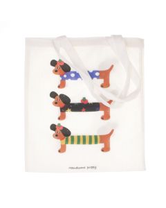 Geanta textila din bumbac, dimensiune 35x38 cm, Buticcochet, model cu Catei, Bej - GND1125