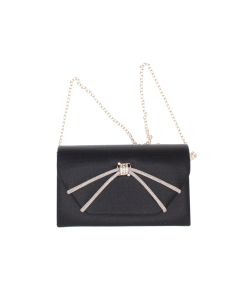 Geanta plic, de dama, din material sintetic, cu sclipici, ButicCochet, 20x12x6 cm, Negru - GND1134